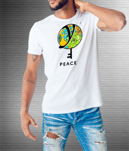 Peace Blue Yellow Floral - Values Ankara Tee
