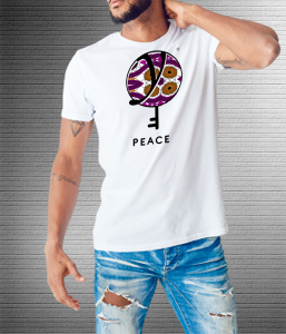 Peace Purple Yellow - Values Ankara Tee
