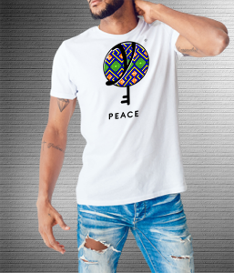 Peace Blue Yellow Squares - Values Ankara Tee