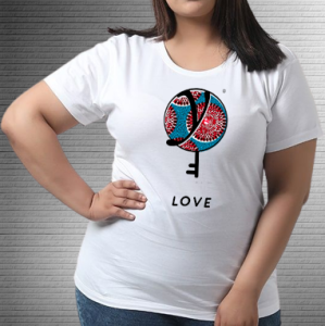 Love Red Circle Blue - Values Ankara Tee