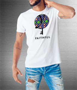 Faithful Blue Yellow Square - Values Ankara Tee